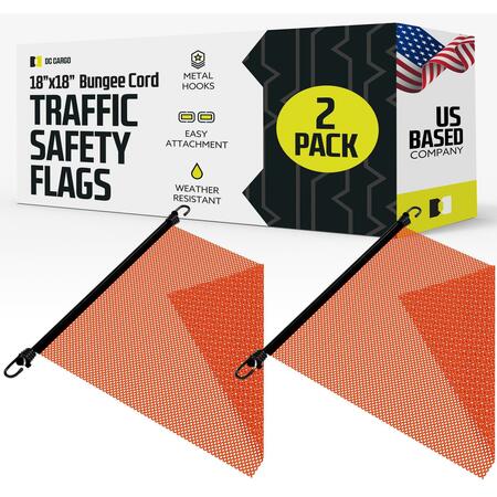DC CARGO Orange Safety Flag with Bungee Straps, 2PK SFBO-2